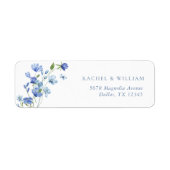 Floral Dusty Blue Wedding Retouradres Label (Voorkant)