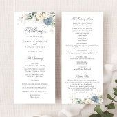 Floral Dusty Blue White Greenery Wedding Program Programma