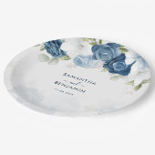 Floral Dusty Blue White Wedding Shower Papieren Bordje (Gekanteld)