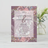 Floral Dusty Burgundy Ampersand Wedding Kaart (Staand voorkant)