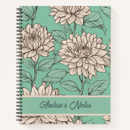 Floral Dusty Gray Dahlia Gepersonaliseerd Notitieb Notitieboek