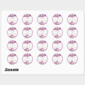 Floral Dusty Paarse Welkom Ronde Sticker (Vel)