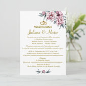 FLORAL DUSTY PINK NUESTRA BODA KAART (Staand voorkant)