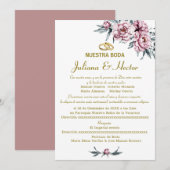 FLORAL DUSTY PINK NUESTRA BODA KAART (Voorkant / Achterkant)