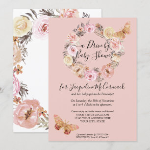 Floral Dusty Pink Wreated Butterfly Drive by Showe Kaart
