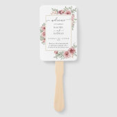 Floral Dusty Roos Elegant Wedding Programme Handwaaier (Voorkant)