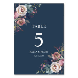 Floral Dusty Roos Mauve Navy Blue Bruiloft Kaart