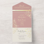 Floral Dusty Roos Wedding All In One Uitnodiging (Binnen)