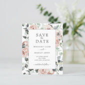 Floral Dusty Roos Weduwnaar sparen de datum (Staand voorkant)