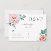 Floral Dusty Rose Blush Peonies rose Mariage RSVP (Devant)