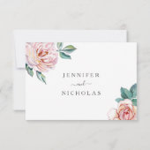 Floral Dusty Rose Blush Peonies rose Mariage RSVP (Dos)