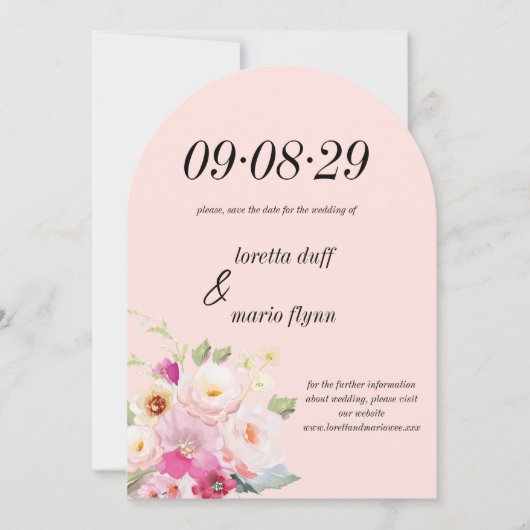 Floral Dusty Rose Enregistrer la date Invitation (Devant)
