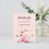 Floral Dusty Rose Enregistrer la date Invitation (Debout devant)