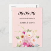 Floral Dusty Rose Enregistrer la date Invitation (Devant / Derrière)