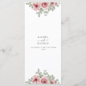 Floral Dusty Rose Gold Dinner Menu Mariage (Dos)