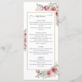Floral Dusty Rose Gold Dinner Menu Mariage (Devant)