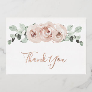 Floral Dusty Rose Gold Foil Mariage Carte de remer