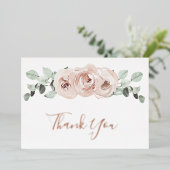 Floral Dusty Rose Gold Foil Mariage Carte de remer (Debout devant)