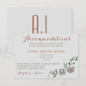 Floral Dusty Rose Mariage carte d'hébergement (Devant / Derrière)