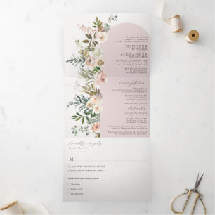 Floral Dusty Rose tout en un Mariage triple