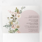 Floral Dusty Rose tout en un Mariage triple (Intérieur en premier)