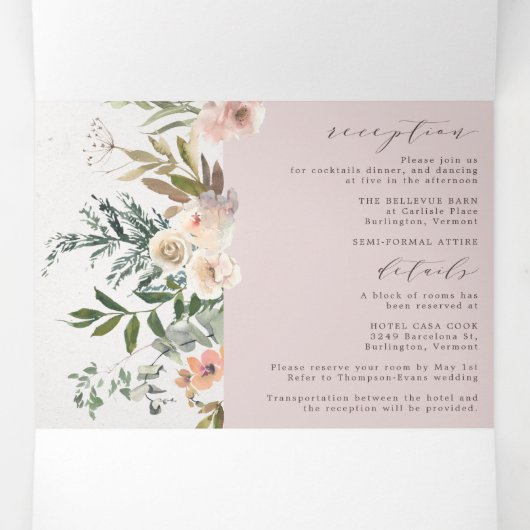 Floral Dusty Rose tout en un Mariage triple (Intérieur au milieu)