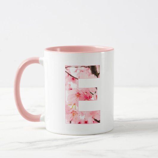 Floral E Initial Mug | Personalized Name & Traits (Gauche)