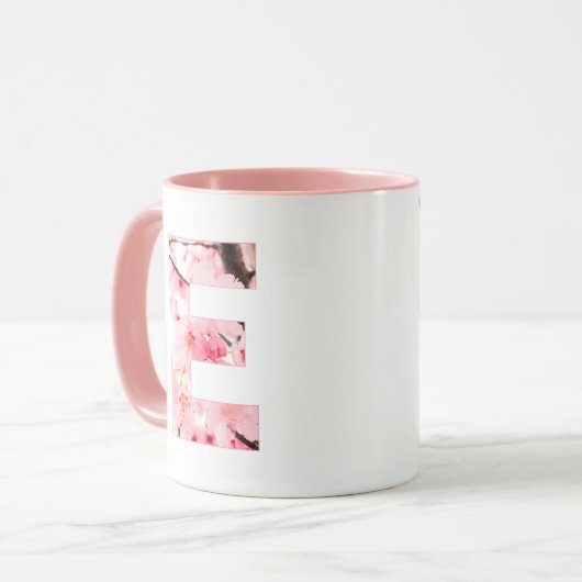 Floral E Initial Mug | Personalized Name & Traits (Devant gauche)