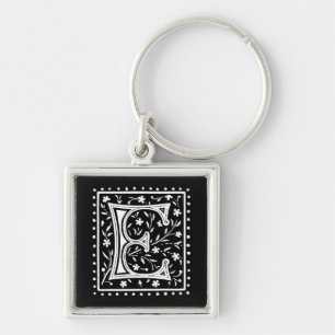  Floral E Monogram - Sleutelhanger