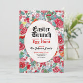 Floral Easter Brunch & Egg Hunt Uitnodiging (Staand voorkant)