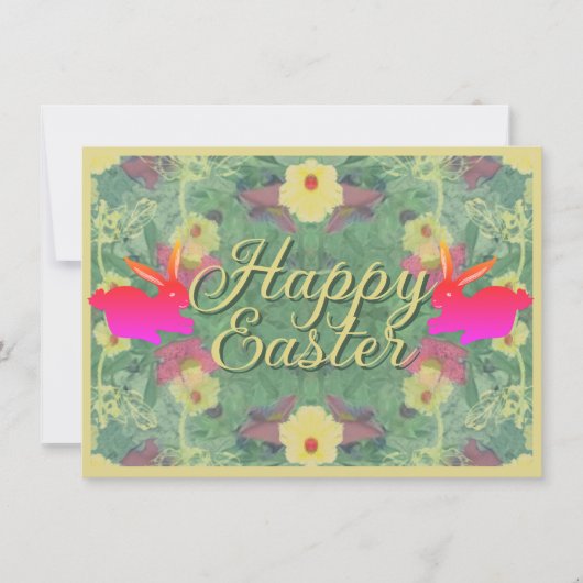 Floral Easter Bunnies w/Text Bedankkaart (Voorkant)