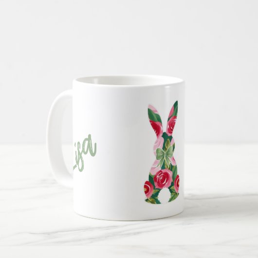 Floral Easter Bunny Coffee Mok (Voorkant links)