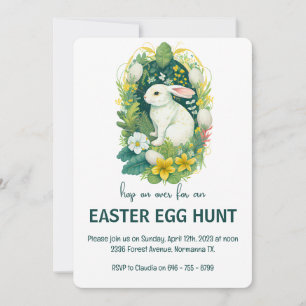 Floral Easter Bunny Egg Hunt Party Kaart