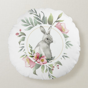 Floral Easter Bunny Rond Kussen