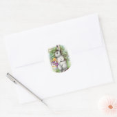 Floral Easter Bunny Ronde Sticker (Envelop)