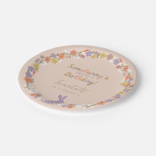 Floral Easter Bunny Somebunny is jarig Papieren Bordje (Gekanteld)