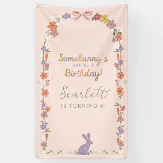 Floral Easter Bunny Somebunny is jarig Spandoek (Verticaal)