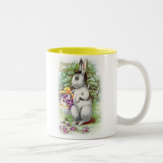 Floral Easter Bunny Tweekleurige Koffiemok (Rechts)