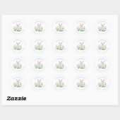 Floral Easter Egg Bunny Retouradres Ronde Sticker (Vel)