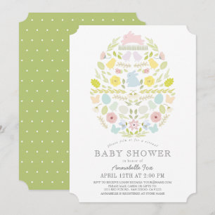 Floral Easter Egg Bunny Virtual Baby shower Kaart