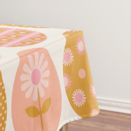Floral Easter Egg Pattern in Boho Pink Yellow Gold Tafelkleed