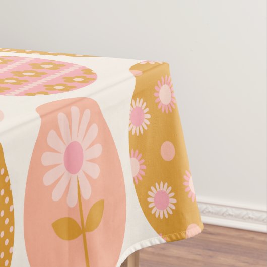 Floral Easter Egg Pattern in Boho Pink Yellow Gold Tafelkleed (Voorbeeld)