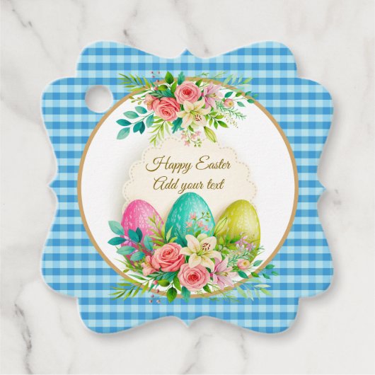 Floral Easter Eggs & Spring Roses Personalized Bedankjes Labels (Voorkant)