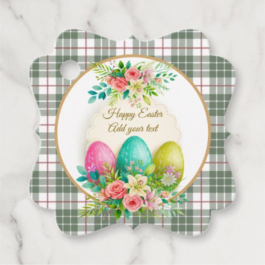 Floral Easter Eggs & Spring Roses Personalized Bedankjes Labels (Voorkant)