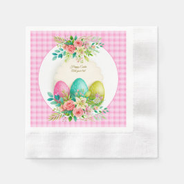 Floral Easter Eggs & Watercolor Pink Roses Servet
