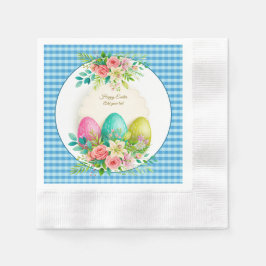 Floral Easter Eggs & Watercolor Pink Roses Servet