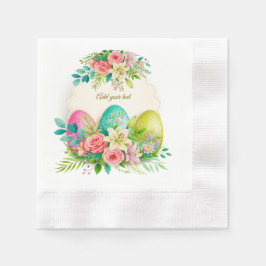 Floral Easter Eggs & Watercolor Pink Roses Servet