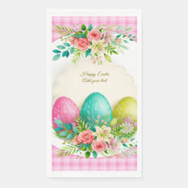 Floral Easter Eggs & Watercolor Pink Roses Servet
