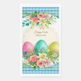 Floral Easter Eggs & Watercolor Pink Roses Servet