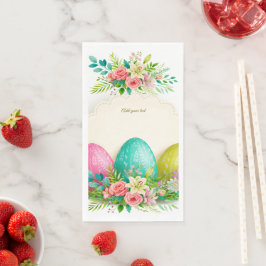 Floral Easter Eggs & Watercolor Pink Roses Servet